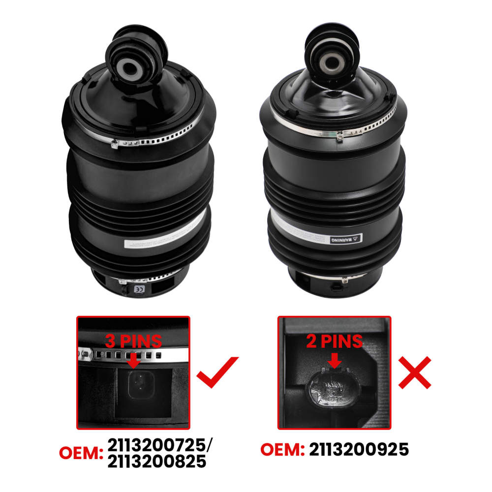 2x Arrière suspension pneumatique 3Pin compatible pour Mercedes E W211 2113200725 / 0825